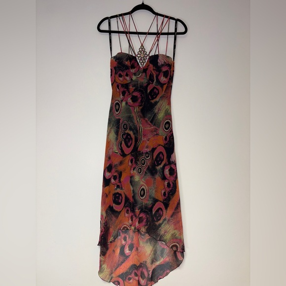 Joseph Ribkoff Hi-Lo Dress in Black and Orange - Picture 8 of 16